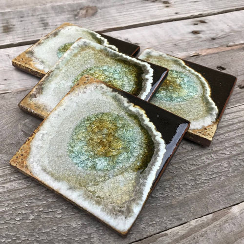 KB-631 Coaster Set of 4 Black and Copper $45 at Hunter Wolff Gallery